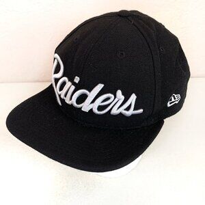 Raiders New Era 9Fifty NFL Snapback Cap Black Embroidered White Spellout Logo